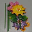 hogardeck Metal Flower Decorative Garden Stakes,4 Pcs 19" Outdoor Garden Decor with Shaking Flower Head Yard Stakes, Yard Art Spring Decorations for Patio Lawn (Pink & Yellow & Purple & Orange)