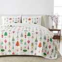 Great Bay Home Twin Size Christmas Quilt Set with Shams - Vibrant, Cheerful, Christmas Prints - Reversible Holiday Seasonal Bedspread with Matching Shams (Twin/Twin XL, Twinkling Ornaments)
