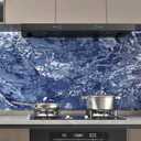 Blue Marble Peel and Stick Wallpaper Waterproof Sapphire Blue Marble Contact Paper for Countertops Self Adhesive Matte Countertop Covers Peel and Stick for Bathroom Cabinets Desk 17.7"x120"