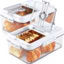 Dynta Bread Box for Homemade Bread, Bread Storage Container for Kitchen Counter Airtight, Time Recording Bread Containers with Lid, Bread Storage Airtight Loaf Bread Keeper, 2 Pack