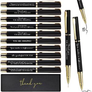 PerKoop 10 Sets Thank You Gifts Appreciation Pens with Boxes for Employee Coworker Team Awards Fathers Day Party Favors Bulk Office Supplies Inspirational Gifts(Black,Mixed)