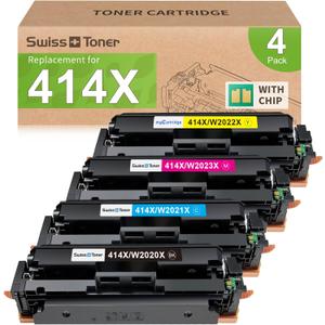 414X Toner Cartridges 4 Pack with Chip Compatible for HP 414X 414A Toner Replacement for HP Color LaserJet Pro MFP M479fdw M479fdn M479dw Pro M454dw M454dn M479 M454 M480f W2020X (BCMY)