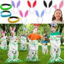 6 Player Potato Sack Race Bags Easter Outdoor Party Games for Kids Family 6 Bunny Potato Jumping Bags, 6 Easter Bunny Ear Headbands 3 Legged Band Easter Egg Hunt Party Supplies Games Activities Favors