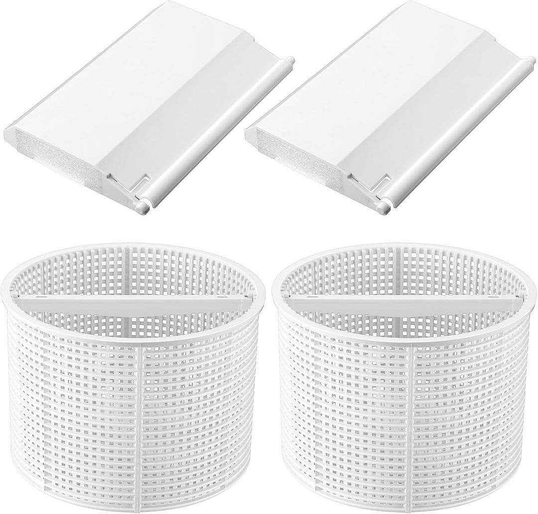 2 Pcs SPX1082CA Pool Filter Basket and 2 Pcs SPX1082K Pool Skimmer Weir Door Flapper Weir Gate Assembly Compatible with Hayward In-Ground SP1082 SP1083 SP1084 SP1085 SP1086 SP1075