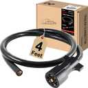 7 Way Trailer Cord,4FT Heavy Duty 7 Way Trailer Plug Inline Cord Wire Harness Cable Double Prongs Connector 7 pin Trailer Wiring Harness 4 Feet for Camper Blade Molded RV Cable Wire(4ft)