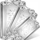 Rtteri 3 Pcs Serving Trays with Bow Knot, Silver Stainless Steel Embossed