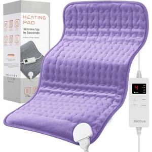 Heating Pad for Women Cramps and Back Pain Relief, Electric Heat Pad with 6 Heat Settings, Moist/Dry Heat, Auto Shut-Off, Soft & Washable, Ideal Gift for Mom, Wife, Daughter (12.1 x 24.1 Inch, Purple)
