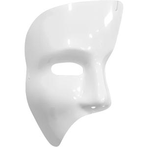 White Phantom Plastic Mask Costume Accessory - 1 Count - Durable, Mystery & Elegant - Ideal Halloween & Masquerade Party Wear, One Size Fit Most