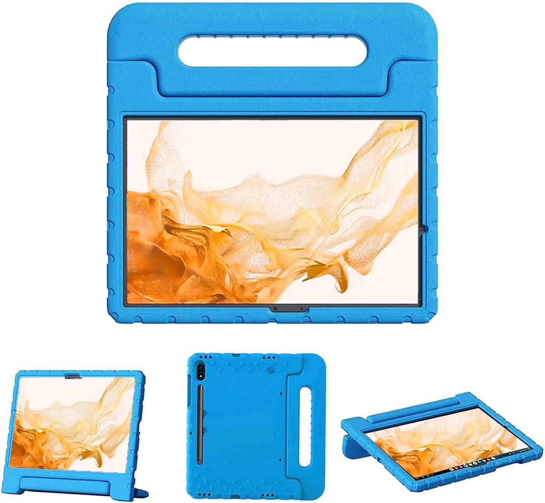 Kids Case for Samsung Galaxy Tab S8 and Tab S7 11 inch Tablet Shockproof Lightweight Durable Foldable Handle Case with S Pen Holde (Modle: SM-X700/SM-X706/SM-T870/SM-T875),Blue