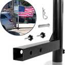 Anley Universal Car Hitch Mount Flagpole Holder - Compatible with Standard 2 Inch Hitch Receiver for Truck, Jeep, Van & RV - Vehicle Rear Flag Pole Mounting Bracket - Fit Flagpole of 1 to 2 in (Black)