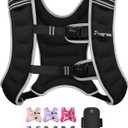Fragraim Weighted Vest for Women Men - 8lb/10lb/12lb/16lb/22lb/25lb/30lb Weight Vest with Reflective Stripe, Detachable Phone Pouch, Ideal for Walking, Strength Training, Running, Workout, Cardio (Black)