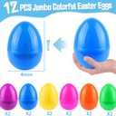 12 PCS Jumbo Easter Eggs 6 Inch Giant Plastic Bright Solid Easter Eggs Assorted Colors Large Fillable Easter Egg for Easter Party Favor Easter Eggs Hunt Easter Basket Stuffers Fillers Classroom Prize