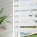 Joydeco Cordless Zebra Blinds for Windows, Dual Layer Free-Stop Zebra Shades Privacy Light Control for Day and Night, Light Filtering Sheer Blinds for Indoor Windows (Off-White, 34" W x 75" H)