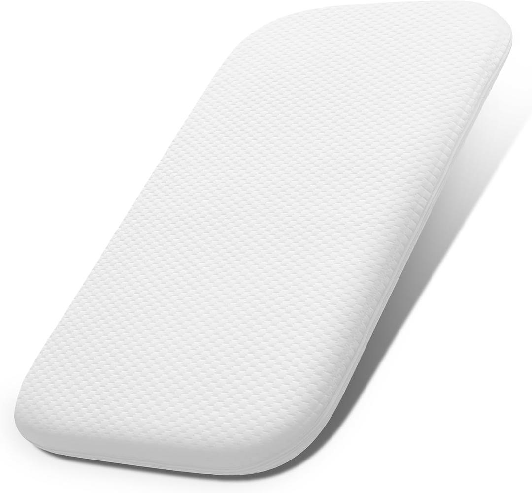 Lisara Baby Bassinet Mattress, 33" x 22" Dual Sided Gel Memory Foam Mattress with Waterproof, Removable and Breathable Ice Silk Cover, Fit for Fodoss Bassinet, Rectangle 32" x 22"