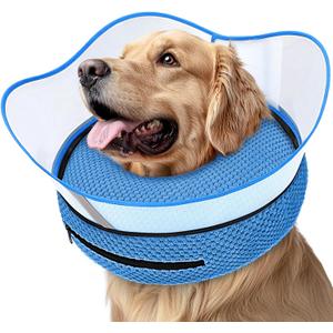Supet Raised Inflatable Dog Cone Alternative Collars for After Surgery, Dog Donut Collar After Surgery, Soft Pet Cone for Small Medium Large Dogs to Stop Licking (M(Neck 9"-12.5"), Blue)