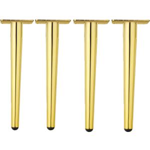 Osring 12 Inch Furniture Table Legs Golden, Steel Round Tapered Modern Sofa Feet, Straight Metal Furniture Legs Hardware for Cabinet and Couch, 4 Pack