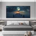 Large Framed Canvas Wall Art Decor Landscape Coastal Wall Art 29" x 58"