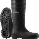 HISEA Men's Rain Boots with Steel Shank, Waterproof Rubber Boots Seamless PVC Rainboots Durable Protective Footwear Outdoor Work Boots Garden Fishing Tall Knee Boot for Agriculture and Industrial Working (12, Black)