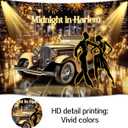 10X8ft Roaring 20s Party Photo Backdrop Photography Background, Great Gatsby Black and Gold 1920s Speakeasy Party Backdrops Photo Booth Prop Decorations Wall Decor Tablecloth