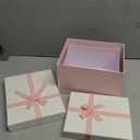 Cholemy Pink Valentine Velvet 5 Pcs Square Gift Boxes with Lid and Ribbon Assorted Size Nesting Decorative Box Wrap for Present Wedding Graduation Birthday Anniversary Party Favor