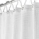 Creative Scents Fabric White Shower Curtain for Bathroom  72 x 84 Spa, Hotel Luxury Matt Waffle Weave Square Design, Water Repellent, 230 GSM Weighty Cloth, for Decorative Bathroom Curtains