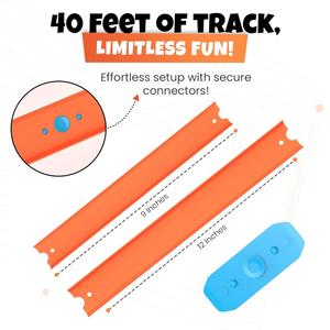 MRX Solutions Track Set Building Pieces for Toy Cars 86-Piece Straight Track Set, Connectors Included, 40 Feet of Track