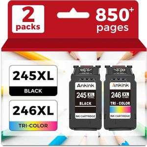 245XL 246XL Black Color Compatible Ink Cartridges Replacement for Canon 245 246 XL PG245 CL246 XL Combo,MX490 TR4520 MG2522 TR4522 TR4500 TS3322 TS3122 TS3300 MX492 TS3320 TS3100 MG2500 Printer,2-Pack