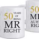 Kwieema 50th Wedding Anniversary for Couples, Golden 50th Anniversary for Parents, 50th Wedding Anniversary Coffee Mugs Grandparents Couples Mugs 50 Year Parents Anniversary Mug