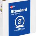Avery Standard View 3 Ring Binder, 2" Round Rings, 375-Sheet Capacity, 2.8 Inch Wide Spine, 1 White Binder, Ideal for Lightweight Organization and Occasional Referencing (05731)