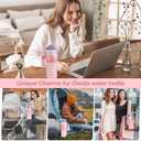 RONGFY Letter Accessories for Owala Water Bottle 24/32/40oz,Initial Charm、Lipstick Holder and Handle Strap for Owala and Stanley Cup Accessories (R, Pink)