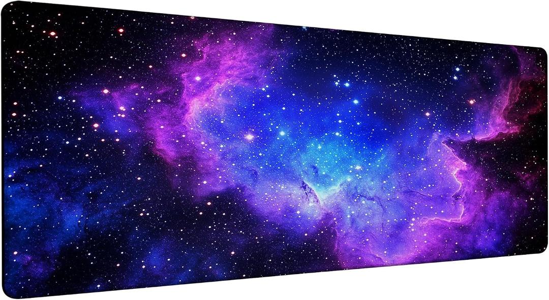 Large Gaming Mouse Pad Galaxy Stars Space Desk Mat,Non-Slip Rubber Base Stitched Edges,Extended Mousepad for PC,Laptop,Office,Home Decor(31.5 x 11.8 Inch)