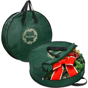 BALEINE 2 Pack Wreath Storage Container, Christmas Wreath Storage Bag with Reinforced Handle for Holiday Xmas (Green, 30"X8")