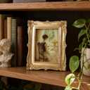 Vintage Picture Frame Gold, Antique Picture Frame with Glass Front, Resin Photo Frames for Tabletop Display & Wall Mounting, for Home Office Bedroom Living Room, Rectangle, Gold, 5x7 Inch
