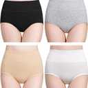 Wirarpa Women’s High Waist Full Coverage Cotton Underwear 4 Pack No Ride Up, Size Large