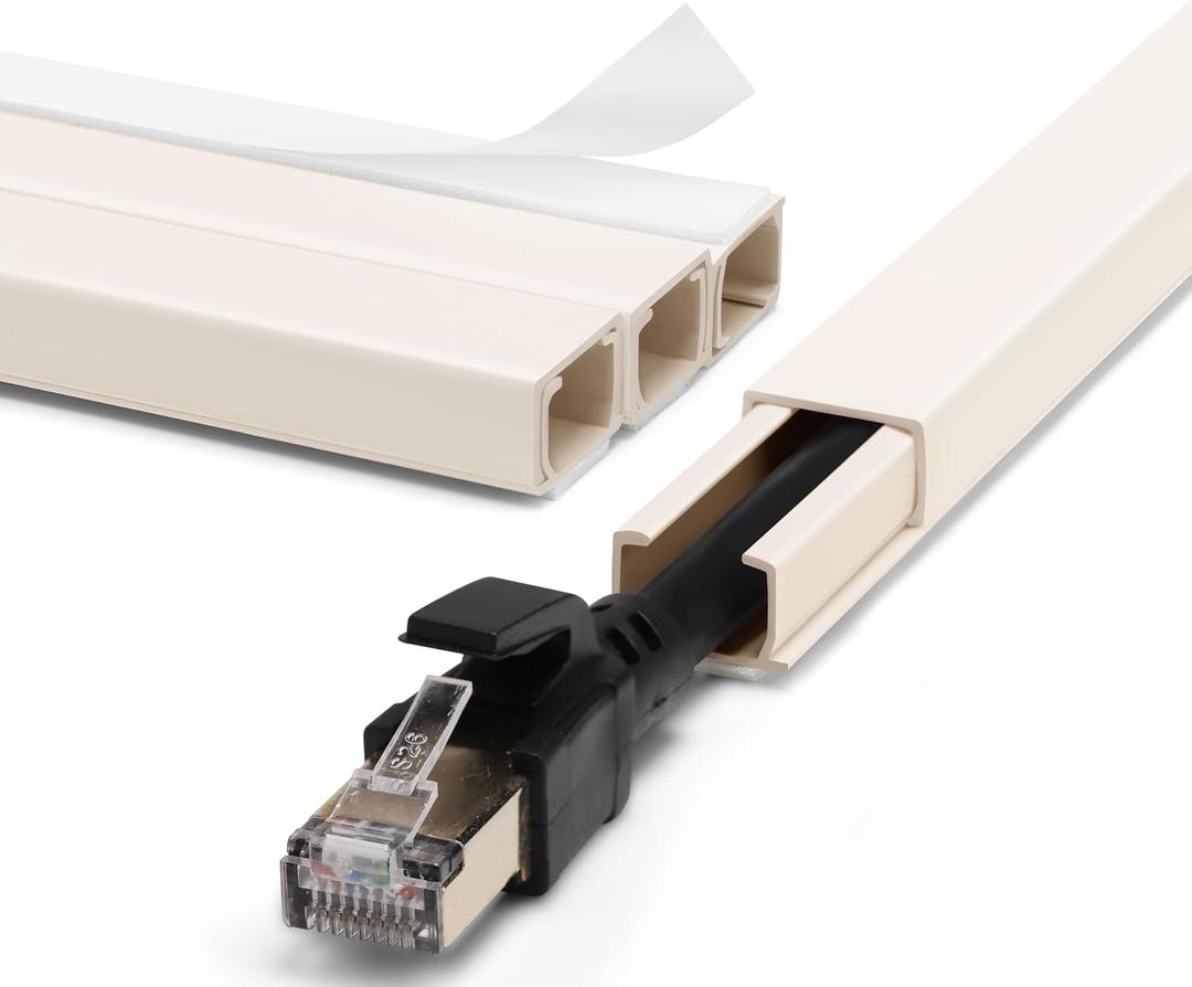 ZhiYo Cord Hider Wall for One Cord, 68in Cord Covers for Wires on Wall, Easy Install Cable Cover Wall, Cable Raceway Hide Cords, Cable Hider Cord Management Wall, 4X L17in W0.6in H0.4in Beige