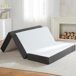 Folding Mattress, Queen Size, 6-Inch Tri-Fold Memory Foam Mattress & Sleeping Mat with Removable, Washable Cover and Non-Slip Bottom, Foldable Floor Guest Bed for RV & Yoga, 73" x 52" x 6"