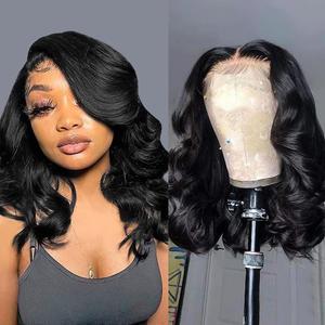 UVVUVV Wear and Go Glueless Wigs Pre Plucked Pre Cut 4x4 Body Wave Bob Wig Human Hair wigs for black women Short Bob Wig Human Hair 180 dentisty natrual color 14inch
