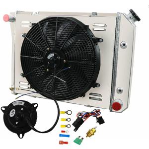 3-Row Radiator Compatible for 1969-1974 Chevy Nova 5.0l 6.6l 5.7l, Buick Skylark Special 1966-1969 4.9l SBC All Aluminum Radiators 1970 1971 1972 1973 (3-ROW Radiator Fans Set)