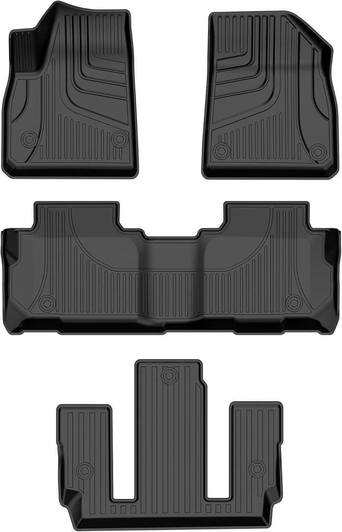 AOMSAZTO Floor Mats Compatible with Cadillac XT6 (Only 6 Seat) 2020-2025 2026: Custom Fit All Weather Car Mats - 1st & 2nd & 3rd Row Floor Liners