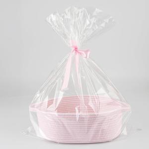 Baby Gifts Basket Empty with Gifts Bag and Ribbon12x8x5 Gift Baskets to Fill Easter Baskets Birthday Baskets Small Woven Cotton Rope Basket Baby Toy Baske(pink, regular)
