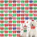 Maitys 80 Pcs Christmas Collars for Dogs, Christmas Dog Bow Winter Bows for Dogs Xmas Tree Bow tie Dog Adjustable Collar Grooming Hair Bows for Xmas Holiday Pet Accessories