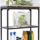 20-30 Gallon Aquarium Stand, Fish Tank Stand with Adjustable 3-Tier Storage Shelf, Heavy Duty Reptile Breeder Turtle Tank Terrarium Rack Table for Home Office, 30" L x 12" W x 32.2" H, Black