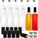 WUWEOT 12 Pack Plastic Champagne Bottles, 750ml Clear Empty Bordeaux-Style Liquor Bottles with Screw Lid and Shrink Capsules Caps