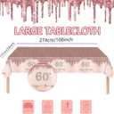 121Pcs 60th Birthday Party Supplies Plates Napkins Cups Forks Tablecloth Rose Gold Happy 60th Birthday Themed Disposable Tableware Decorations Serves 24 Guests for Women 60 Years