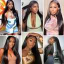#1B Bundles Human Hair Straight Bundles Human Hair NerriHou 24 26 28 Inch Brazilian Virgin Hair Natural Color Straight Human Hair Bundle Hair Extensions 3 Bundle 150 Gram