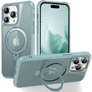 Hocase for iPhone 15 Pro Max Case, with Magnetic Ring Stand [Compatible with MagSafe] [Military Grade Protection] Slim Shockproof Translucent Protective Phone Case - Teal