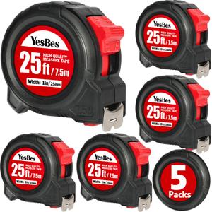 Tape Measure 25 ft, 3 Pack Bulk Easy Read Measurement Tape, Self-Locking Measuring Tape Retractable 1-Inch Wide x 25 ft