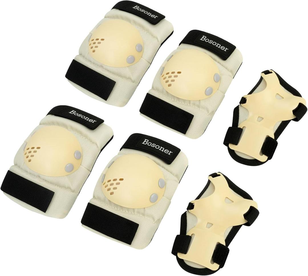 BOSONER Kids/Youth Knee Pad Elbow Pads for Roller Skates Cycling BMX Bike Skateboard Inline Rollerblading, Skating Skatings Scooter Riding Sports (Medium(6-15 years), Yellow)