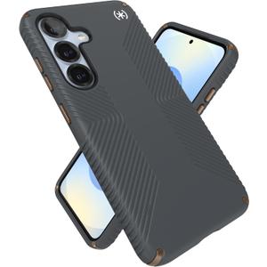 Speck Samsung Galaxy S25 Case - Presidio 2 Grip + Magnet, 13-Foot Drop Protection, No-Slip Grips, Raised Bezel, Enhanced Buttons, Charcoal Grey/Cool Bronze