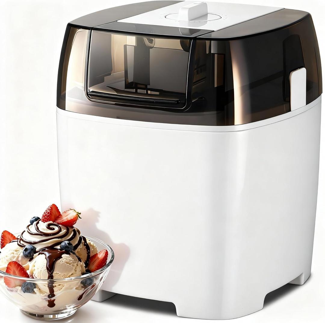 Ice Cream Maker Machine, 1.6-Quart Ice Cream, Sorbet and Frozen Yogurt Machine, Fully Automatic Double-Insulated Freezer Bowl Makes Frozen Desserts Under 30 Minutes